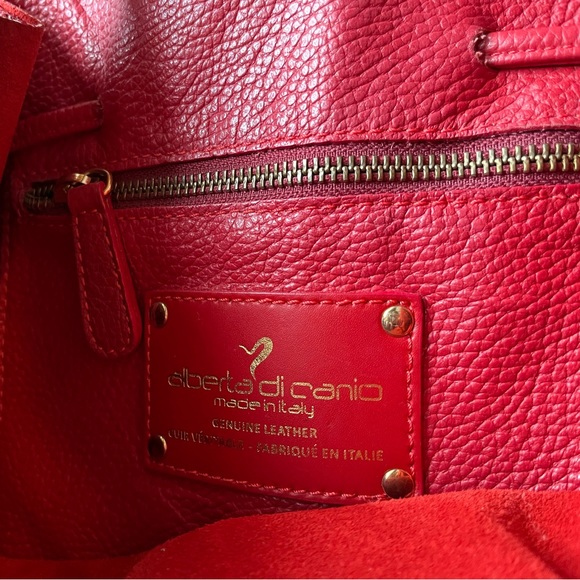 GORGEOUS Alberta Di Canio Italian red leather suede lined hobo bag with tassel - Picture 7 of 11